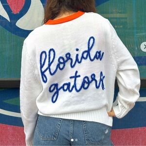 NWOT STEWART SIMMONS florida state glitter script long sleeve sweater XL varsity